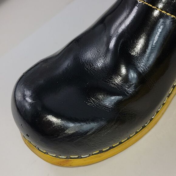 Sanita Xenia Black / Yellow Leather Women's Clogs - Picture 15 of 16